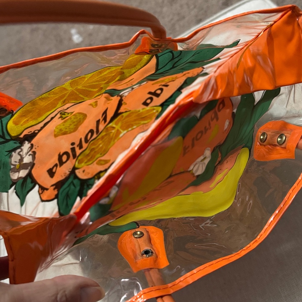 Vntg Florida Tourist Bag-Clear/Orange/Citrus Double Sided Logo-Hand Carry Strap - Picture 13 of 13